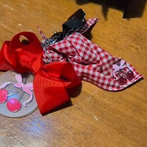 Red Gingham Cherry Hair Bow